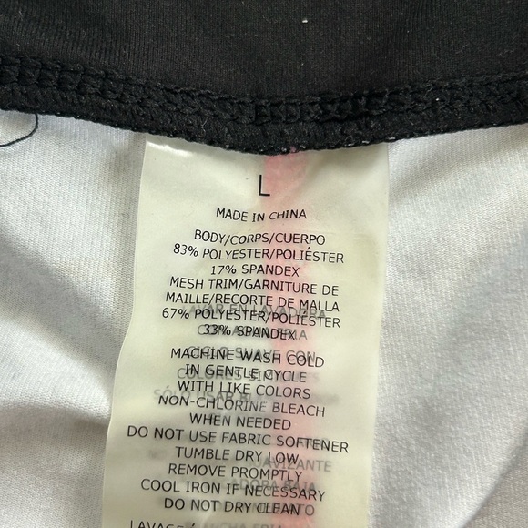 Betsey Johnson Black and Hot Pink Palm print leggings Sz L - Picture 3 of 5